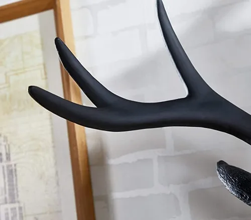 Miniatura 5 de Escultura de pared de cuernos de ciervo 20 x 16 x 12 pulgadas imitación taxidermia animal colgante de pared (negro)