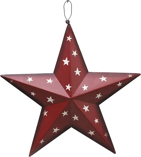 Miniatura 11 de Decoración patriótica de pared de metal con estrella de granero para interiores y exteriores, decoración primitiva, adornos de estrella para el 4
