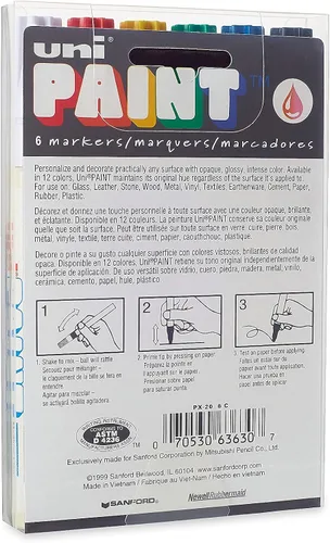 Miniatura 4 de Uni-Paint - Marcador a base de aceite, punta media, tintas surtidas, 63630, 6