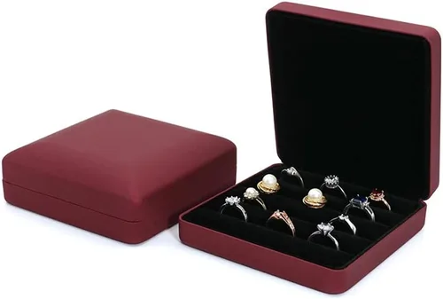 Miniatura 6 de Caja organizadora de anillos pequeños, estuche portátil para joyas, bandeja de almacenamiento de anillos moderna para mujeres, niñas para viajes