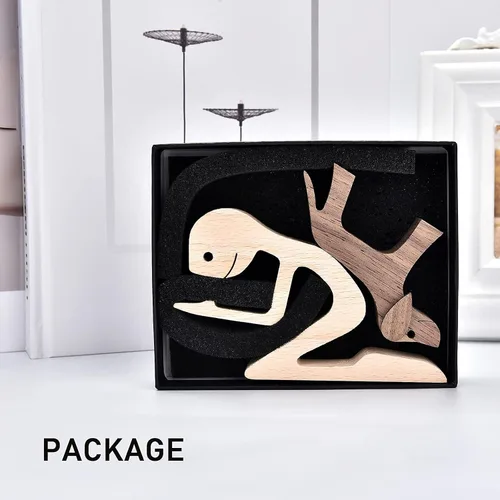 Miniatura 4 de Esculturas de decoración del hogar, escultura de madera de dos piezas de hombre y perro para regalos del hogar Hombres+perro