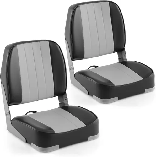 Miniatura 25 de Goplus Asientos para barco con respaldo bajo/alto, asiento plegable para barco con tornillos de acero inoxidable y bisagras de aluminio, acolchado