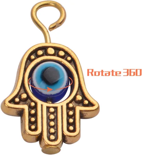 Miniatura 4 de 40 dijes antiguos de mano de Hamsa contra el mal de ojo de Fátima, accesorios de joyería para collares, pulseras, suministros de manualidades, oro