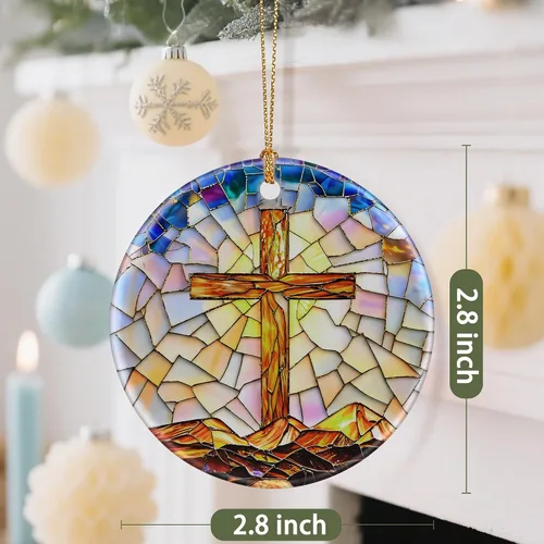 Miniatura 3 de Adorno de Cruz Católica, Adornos de Navidad Cristianos, Adornos de Árbol de Navidad, Decoración Religiosa de Vacaciones Regalos para Cristianos