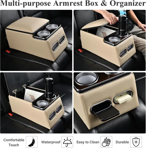 Miniatura 5 de Coverado - Organizador de consola central para auto, consolas universales para asiento trasero, organizador y almacenamiento para asiento