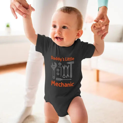 Miniatura 4 de EGDKids - Body de bebé con cita mecánica para papá, color negro (R45)