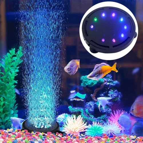 Miniatura 8 de 5 pulgadas 12 LED acuario burbuja luz aire piedra, tanque de peces LED burbuja bomba de aire sumergible bomba de aire lámpara de piedra burbuja