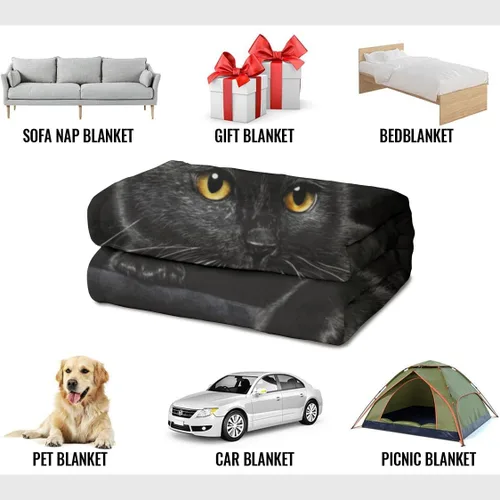 Miniatura 5 de HommomH Manta de gato negro para mujeres y niñas, regalos amantes de los gatos, manta de forro polar suave para sofá cama, acogedora decoración