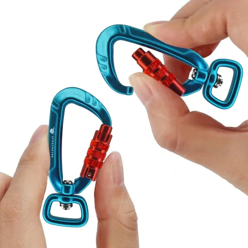 Miniatura 8 de Mosquetón con bloqueo automático de 2.5 pulgadas, 4.5KN 1011 libras con cierre giratorio para correa de perro, llavero, mochila