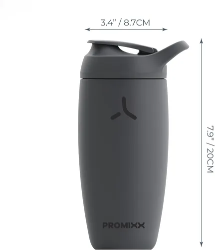 Miniatura 7 de PROMiXX Botella agitadora Pursuit Edición Nueva – Botella de agua con aislamiento de acero inoxidable y taza agitadora, 18 onzas, gris grafito