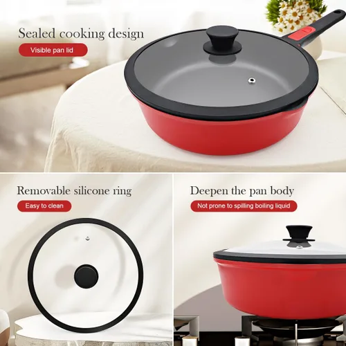 Miniatura 2 de Small 8 Inch Frying Pan Skillet with Lid, Non Stick Saute Pan, Egg Pan Nonstick with Detachable Handle, Induction Compatible, Oven Safe, PFOA PFOS