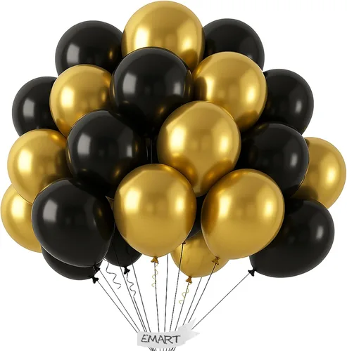 Miniatura 14 de EMART 100 globos negros de 12 pulgadas con cinta, helio de látex para fiestas de cumpleaños, baby shower, boda, graduación, Halloween, decoraciones