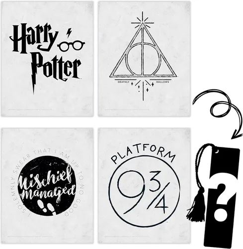 Miniatura 21 de Harry Potter - Banderas de la casa de Hogwarts - Gryffindor - Slytherin - Ravenclaw - Hufflepuff - Diseño geométrico - Juego de cuatro arte de pared
