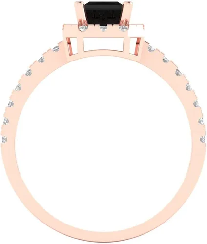 Miniatura 4 de Anillo de compromiso de ónix negro natural de 1.34 quilates con solitario de corte princesa con acento de compromiso de aniversario, de oro rosa