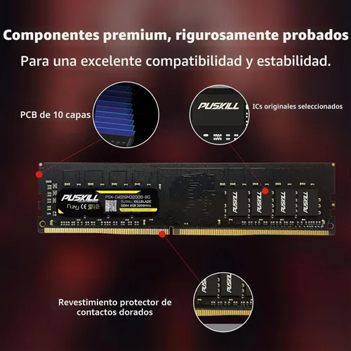 Miniatura 5 de PUSKILL RAM DDR4 Kit de 16 GB (2 x 8 GB) 3200 MHz PC4-25600 CL16 Memoria de escritorio - 1.35 V UDIMM baja latencia, Intel XMP 2.0 listo para PC