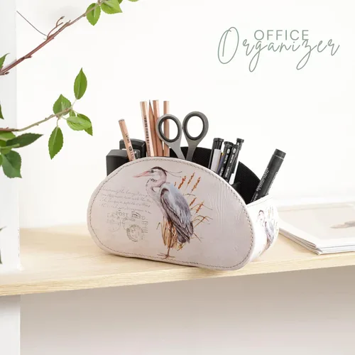 Miniatura 6 de Organizador de mesa de piel sintética con 5 compartimentos para cosméticos, suministros de oficina, regalos para hombres, novio, marido, garza retro