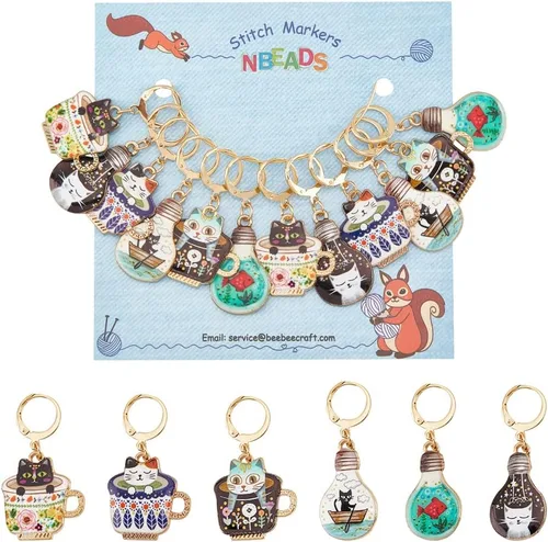 Miniatura 11 de NBEADS 2 Piezas 2 Estilos Cadenas Contador de Filas con Dijes de Abejas, Marcadores de Puntos con Números 0~9 Cuentas Acrílicas Dijes Marcadores