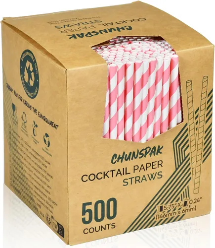 Miniatura 27 de 14,6 cm x 0,79 cm Pajitas de papel desechables de bambú verde para bebidas cortas, cócteles mezclados, margaritas, licuados y batidos - Sin embalar