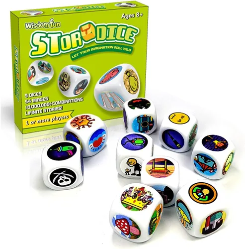 Miniatura 8 de Happy Story - Paquete de 9 cubos coloridos – Un viaje feliz contar cubos y dados de lenguaje oral, 54 imágenes, combinación de historias ilimitadas
