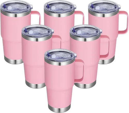 Miniatura 24 de Vaso térmico de acero inoxidable de 20 oz con asa, envase a granel, vasos termales metálicos aislados, taza de café de viaje con asa, vaso de doble