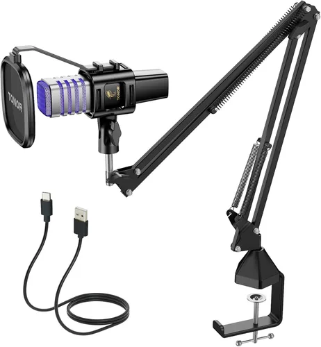 TONOR Micrófono USB para juegos, juego de microfono de transmisión RGB, micrófono de computadora de grabación de podcasts para PS4/5, Discord,
