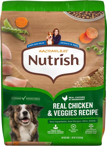 Miniatura 12 de Nutrish Rachael Ray - Comida seca para perros adultos, receta de pollo y verduras reales, bolsa de 5 libras