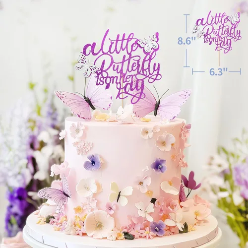 Miniatura 6 de 126 decoraciones de mariposa para baby shower para niña, 4 cajas de globos de mariposa, globos de papel de aluminio de mariposa, flor, "Una pequeña