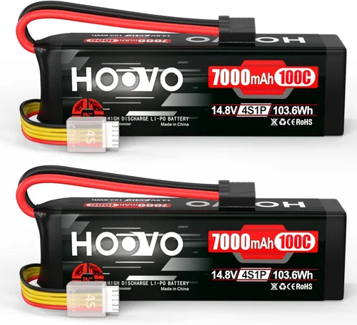 HOOVO 4S 14.8V Batería LiPo 7000mAh 100C RC Batería placas de metal compatibles con X-Maxx RC Truck Tank RC Car Racing Hobby (paquete de 2)