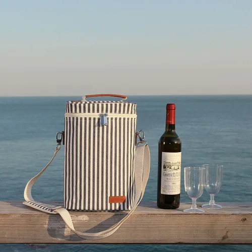 Miniatura 8 de Bolsa para 2 Botellas de Vino, Azul Oscuro, Capacidad de 750 mL, Material de Poliéster, Con Correa para el Hombro y Sacacorchos