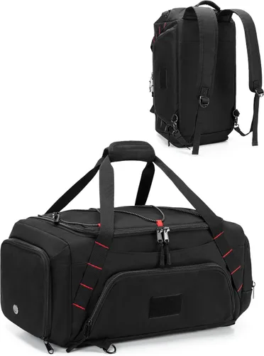 Bolsa de lona para gimnasio de 26 litros con correas de mochila, compartimento para zapatos y bolsillo húmedo, bolsa de lona pequeña para viajes y