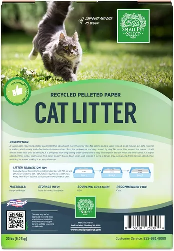 Miniatura 5 de Small Pet Select Arena de papel peletizado reciclado para gatos, arena para gatitos, pellets no aglomerantes para gatos, para uso con caja de arena