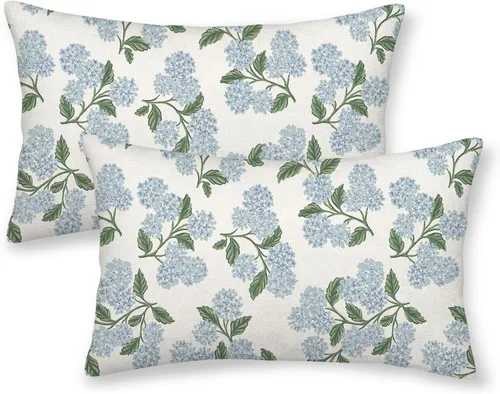 Miniatura 27 de AEIOAE Fundas de Almohada de Primavera 12x20 Pulgadas Juego de 2, Fundas de Almohadas Decorativas de Flores Silvestres y Plantas Verde Salvia