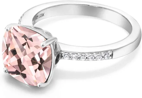 Miniatura 71 de Gem Stone King Anillo de compromiso de plata de ley 925 con piedra preciosa de corte cojín de 0.39 pulgadas Anillo de compromiso de aniversario