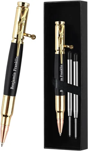 Miniatura 14 de Set de regalo de bolígrafo de acción de resorte personalizado Blireana, bolígrafo de bola de metal grabado gratis con 2 recambios, bolígrafo