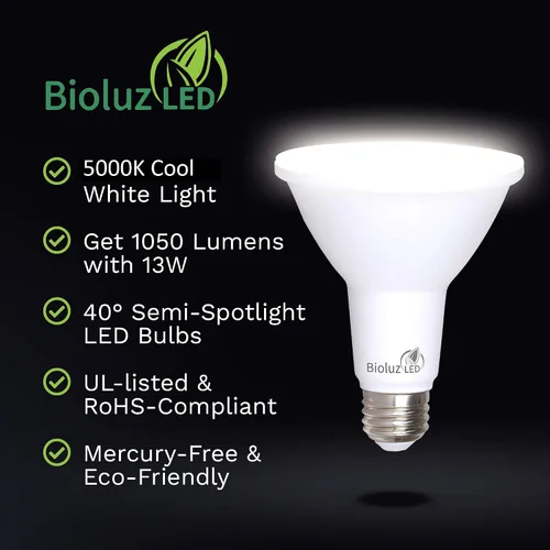 Miniatura 3 de Bioluz LED PAR38 Bombilla LED de 13 W (equivalente a 120 W), bombillas LED regulables de 5000 K, luces LED para interiores y exteriores, repuesto