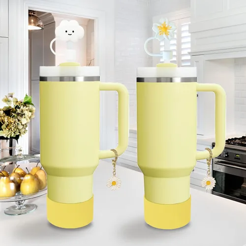 Miniatura 6 de Conjunto de accesorios para taza Stanley, incluye 2 piezas de cubierta de pajita de 0.4 pulgadas, 1 tapón antiderrame de silicona, 1 lindo encanto