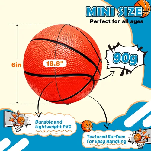Miniatura 3 de Juego de 5 mini baloncesto de 6 pulgadas, ligero de PVC de 3.16 onzas para niños y niñas, adolescentes, flotante, piscina acuática, baloncesto