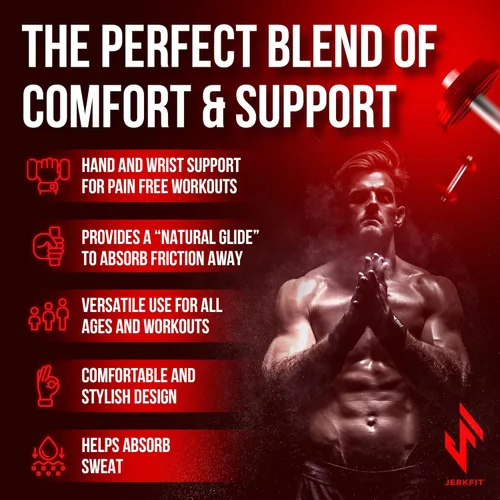 Miniatura 5 de JerkFit WODies - Agarres de gimnasia y levantamiento de pesas con muñequeras – Guantes de gimnasio versátiles de 3 agujeros para dominadas