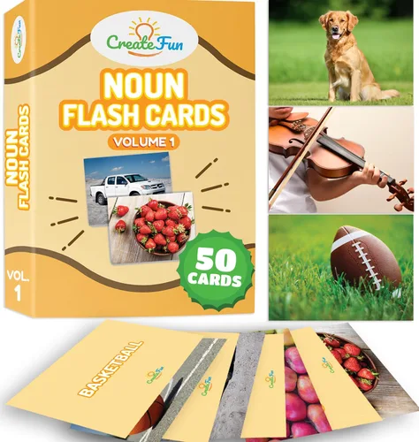 50 Tarjetas de sustantivos, tarjetas fotográficas educativas divertidas para construir vocabulario para niños, educación en casa, adultos, personas