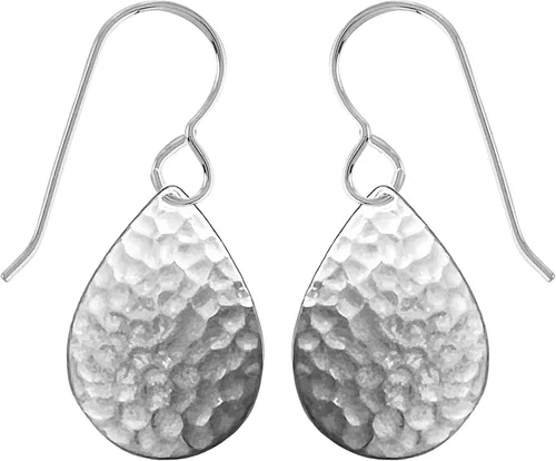 Miniatura 3 de Aretes colgantes grandes con disco circular martillado en plata, oro u oro rosa