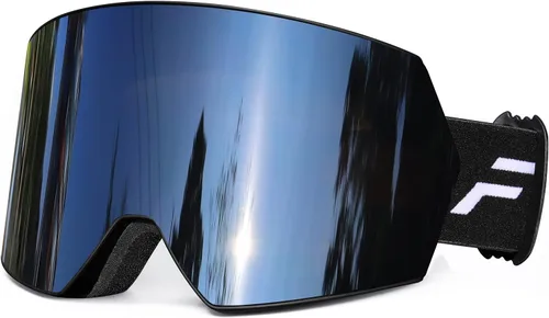 Miniatura 12 de FMY - Gafas de esquí para hombres, mujeres y jóvenes - Gafas de snowboard y esquí con protección antivaho UV400 para adultos Marco azul hielo