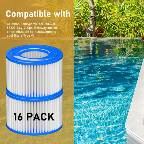 Miniatura 5 de Filtro de repuesto tipo para bañera de hidromasaje compatible con Lay-Z-Spa, Coleman SaluSpa 90352E 58323, bañera de hidromasaje inflable, filtro