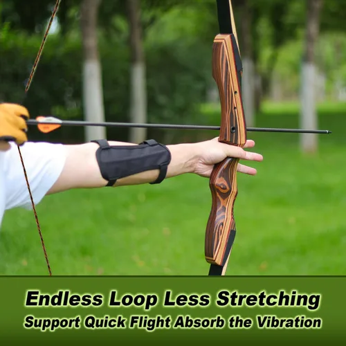 Miniatura 5 de Juego de cuerdas de arco Deerseeker para tiro con arco con 2 puntos de nocking, cuerda de arco recurva Dacron de repuesto de 12, 14, 16 hebras