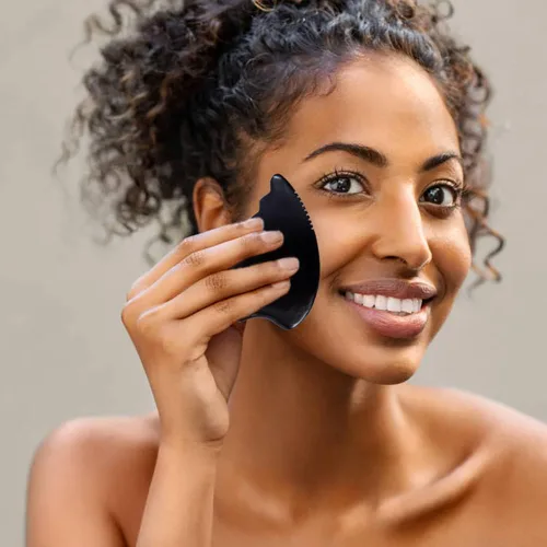 Miniatura 7 de Gua Sha Herramientas de masaje facial, herramientas de raspado Gua Sha para cara, herramienta de masaje tradicional de piedra Bian, herramienta