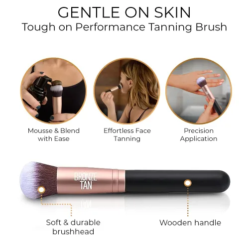Miniatura 2 de Cepillo autobronceador bronceado bronce para cara y cepillo autobronceador Kabuki para bronceador sin sol, aplicador autobronceador para cara