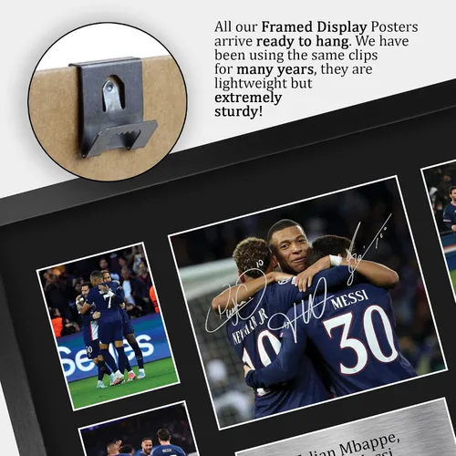 Miniatura 5 de HWC Trading Kylian Mbappe, Lionel Messi y Neymar Jr Paris Blue and Reds - Memorabilia impresa con autógrafo, para fanáticos del fútbol y seguidores