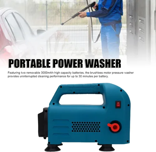 Miniatura 2 de Naroote Lavadora a presión eléctrica, motor sin escobillas de cobre 725PSI, 2800 rpm, funciona con pilas, ligera, máquina de limpieza de alta