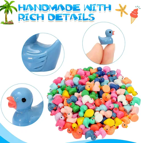 Miniatura 3 de GADIEDIE 130 piezas Patos Mini de Resina Multicolor, Figuras de Pato en Miniatura para Decoración de Paisajes en Casa, Juego de Ocultación