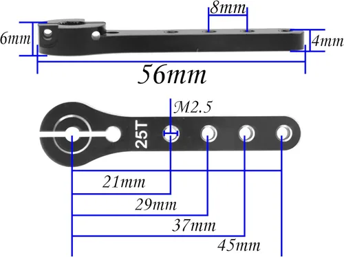 Miniatura 6 de ShareGoo 25T Servo Horn 2.205 in Metal 25 Dientes Extensión Servo Brazo de Dirección Compatible con 30-100CC Balsa Aviones RC Avión Helicóptero Negro