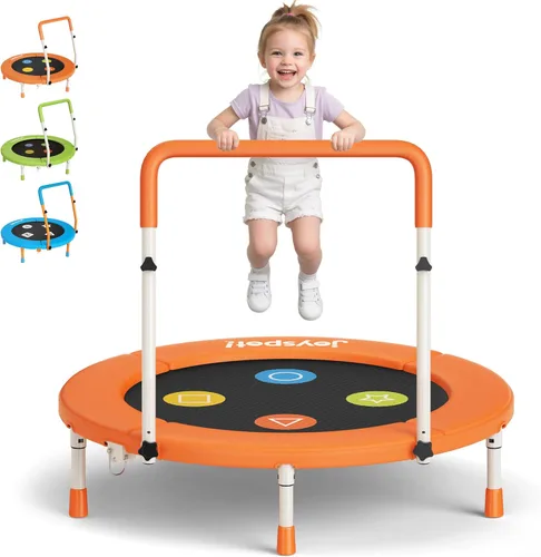Miniatura 10 de 3FT Toddler Trampoline with Adjustable Handlebar, 36" Foldable & Spring-Free, Mini Kids Indoor Outdoor Trampoline for Ages 1-6, Noiseless Jumping